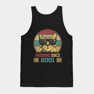 Awesome Since 2001 23rd Birthday Gift Cat Lover Tank Top